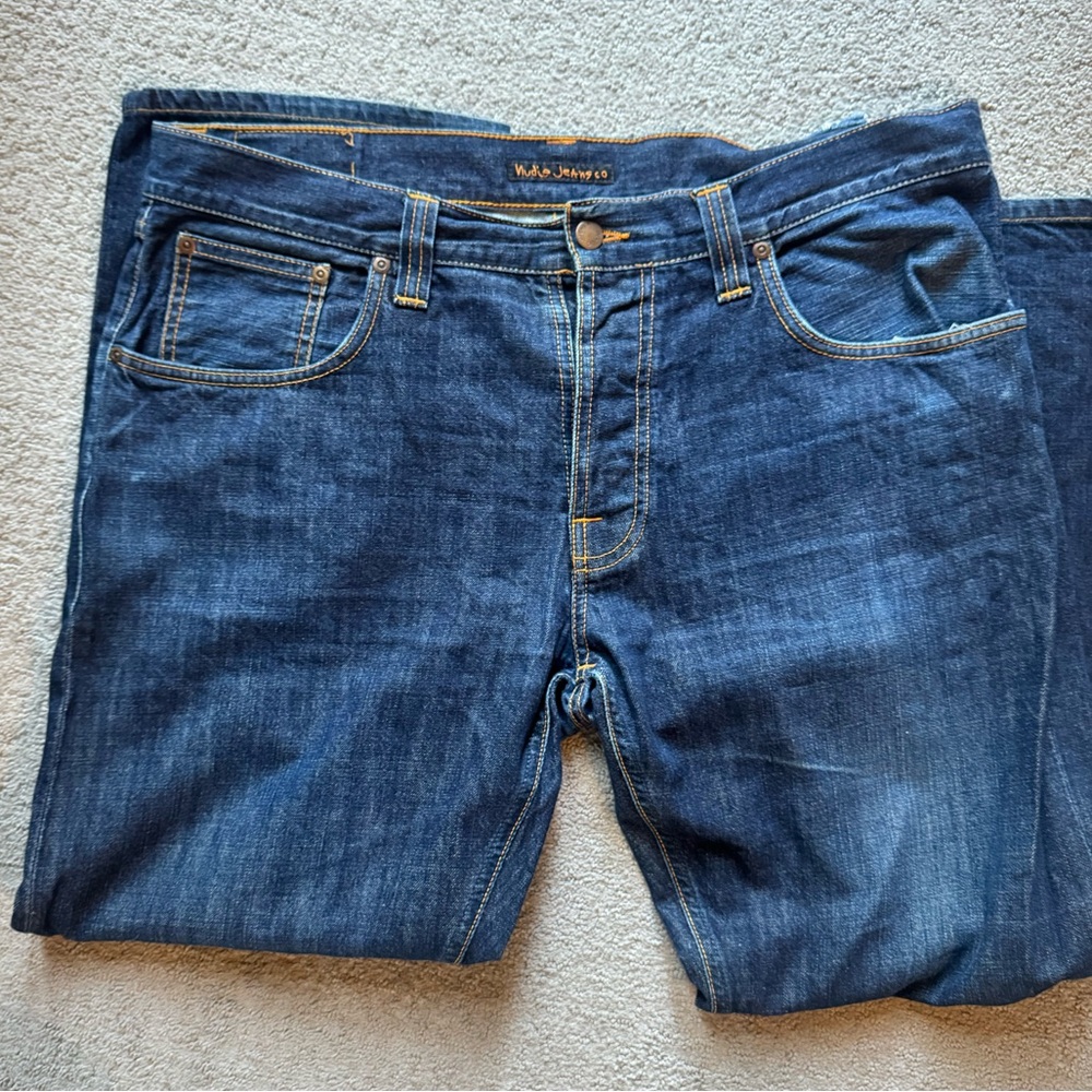 Nudie Jeans 36W 34L Dry Navy Jeans - Picture 3 of 9